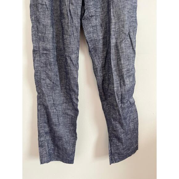Theory Linen Blend Tapered Pants Women Size 4 Navy Blue Lightweight - Picture 6 of 6